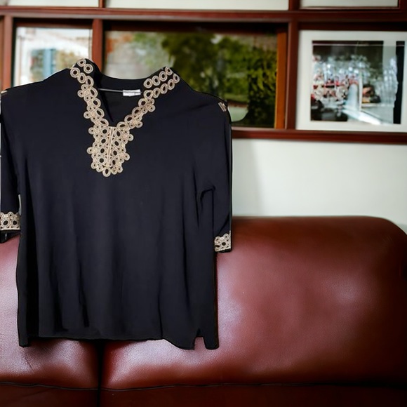 Charter Club Tops - Charter Club Black and gold tunic top.